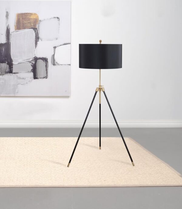 ZABKA 63-INCH DRUM SHADE METAL TRIPOD FLOOR LAMP BLACK