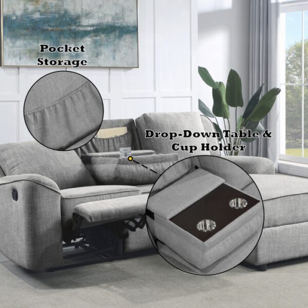 Destiny Grey Reclining Sofa Chaise - Image 4