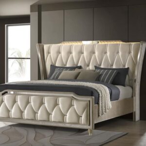 Lorient Ivory & Camel Queen Size LED Bed