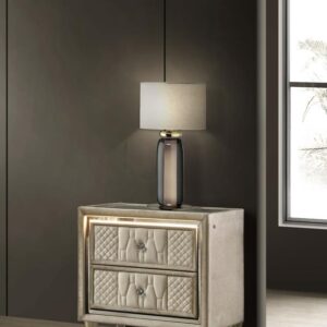 Lorient Ivory and Camel LED Nightstand